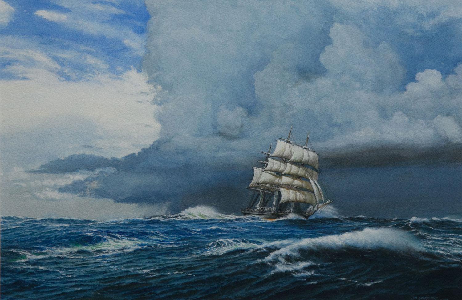 Jim Griffiths Landscape Painting -  A Change in the Weather, British Tea Clipper Spindrift, July 18, 1867