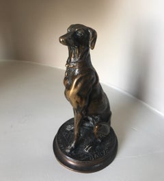 French Animalier bronze of a Seated Greyhound by Alfred Barye (1839-1882)