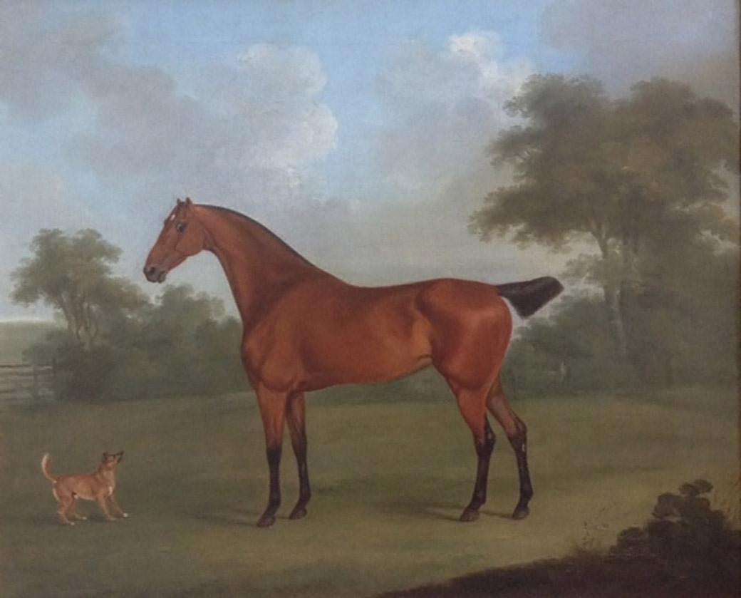 John Nost Sartorius Animal Painting - A Horse and Terrier in a Landscape, English, 18th century.