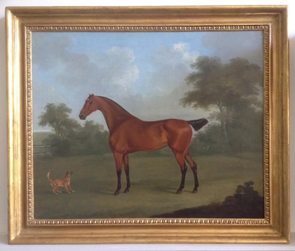 A Horse and Terrier in a Landscape, English, 18th century. - Painting by John Nost Sartorius