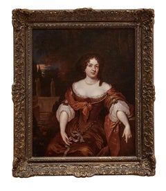 17th century Dutch Portrait Painting of a Lady seated in a landscape