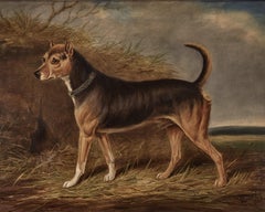 Antique 19th century study of a terrier in an English landscape, signed 1846