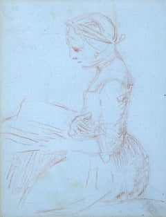 Study of a girl sitting and reading a book