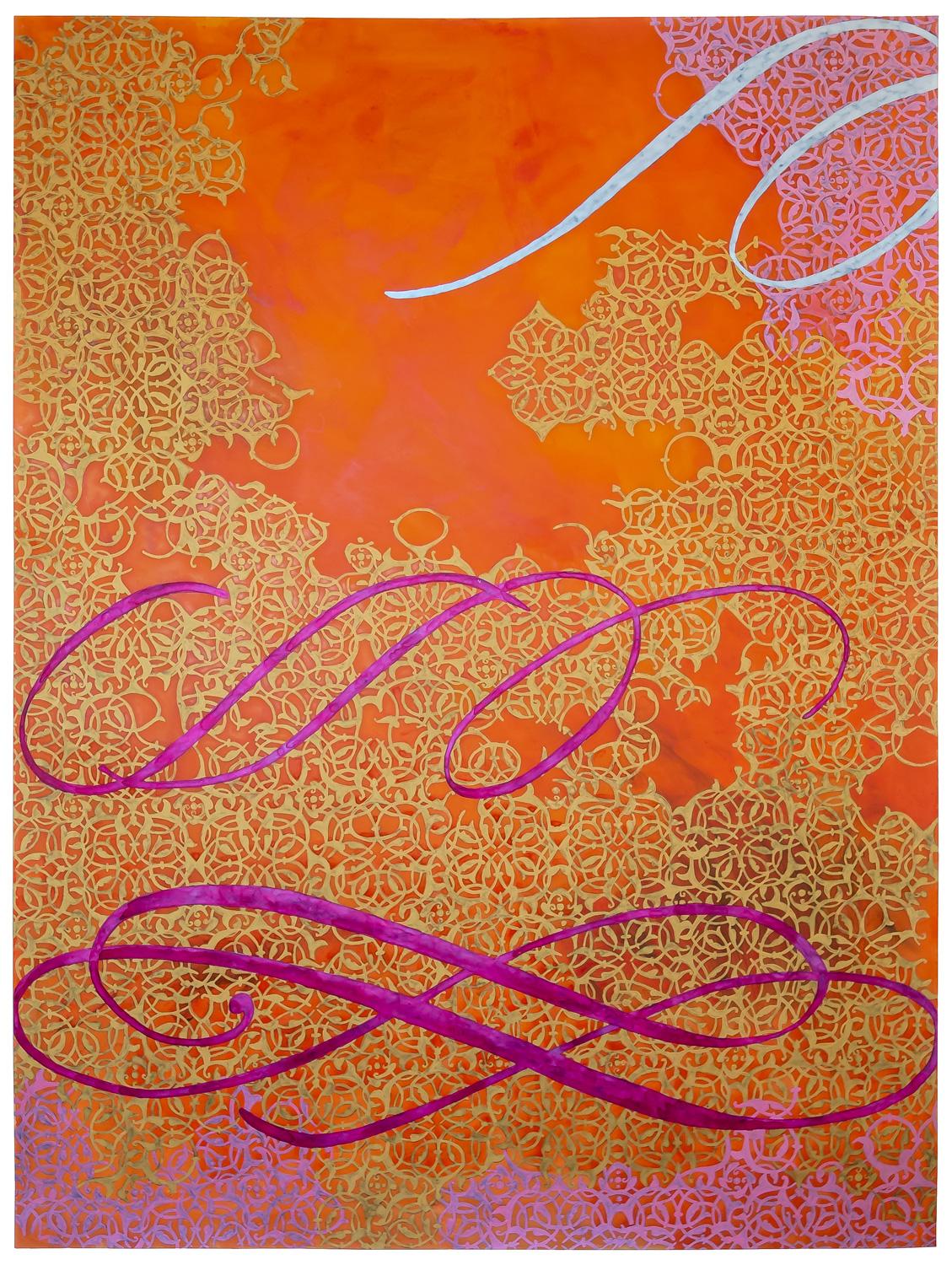 Carole Silverstein Abstract Painting - cursive reorients the mind