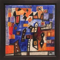 Ed Kamuda, "Autumn, " 2018, oil on board with wax varnish, 18" x 17"