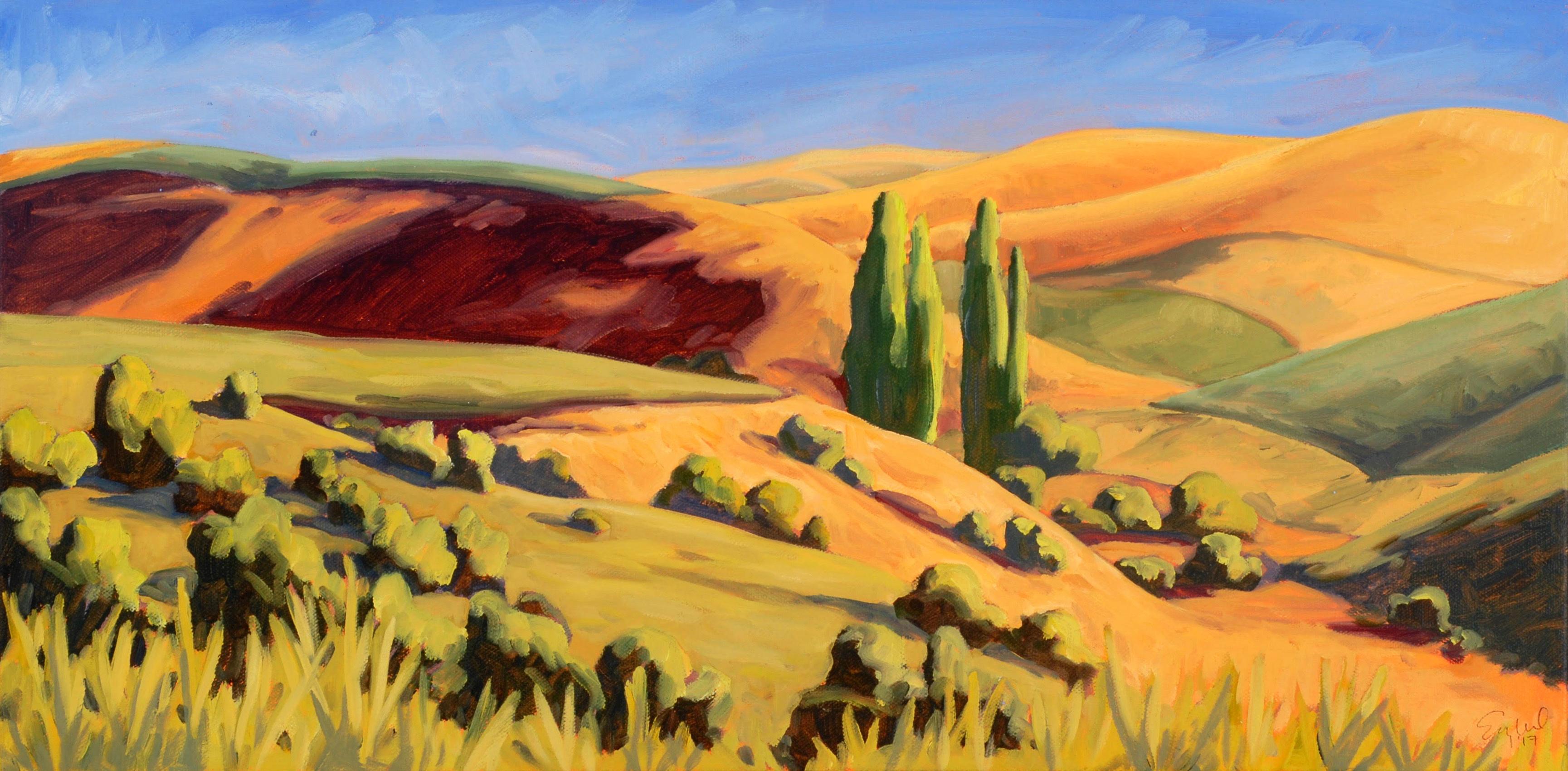 Emily Wood - Skyrocket Hills, Evening, 2018, oil on canvas, 12 x 24 in ...