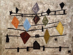 Ancient Score, 2005, oil with wax varnish on board, 12" x 16" framed to 15 x 19"