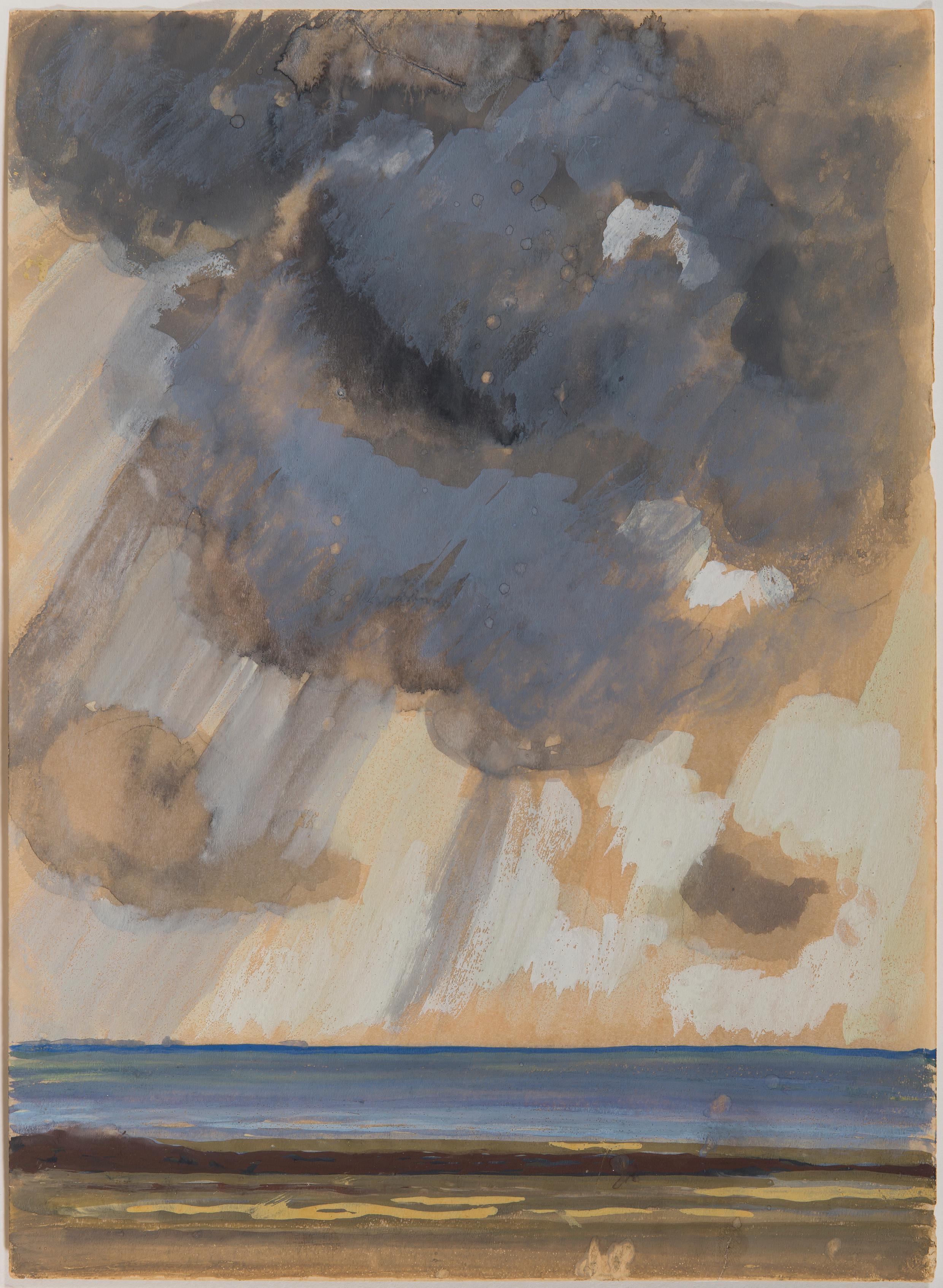 Gale on a Beach in the Channel - Probably Carolles - Art by Georges Lepape