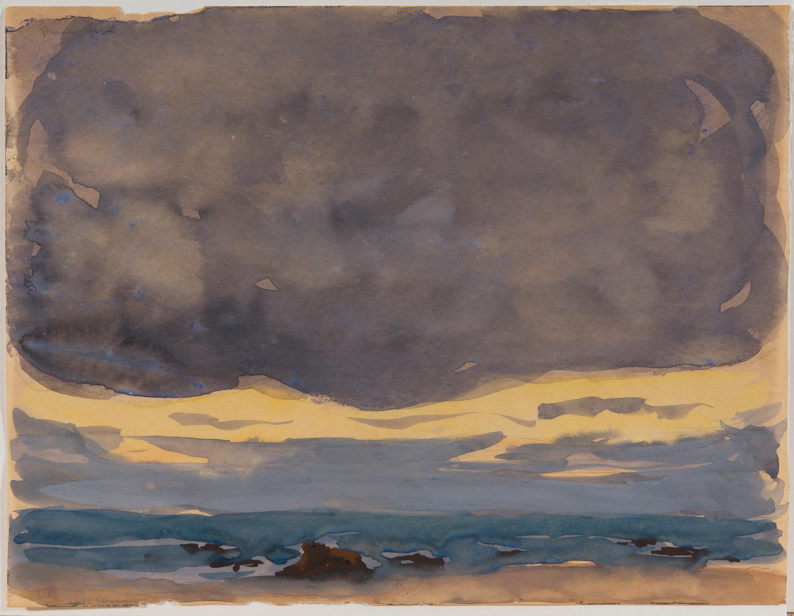 Sunset with High Tide on the Beach at Pornichet - Art by Georges Lepape