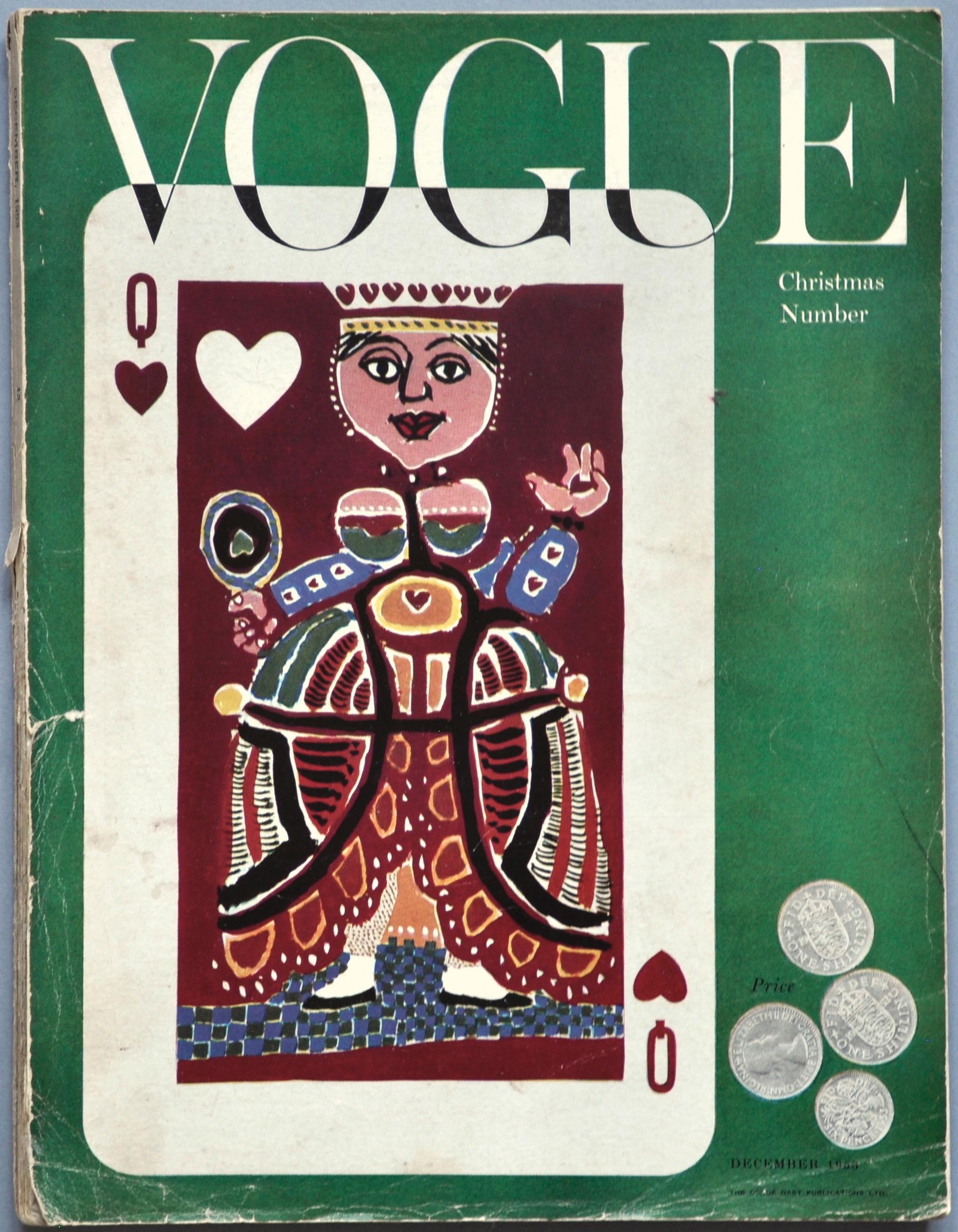 Original Vogue Magazine Green Christmas Issue December 1953 - Black Interior Print by Andres Francois 