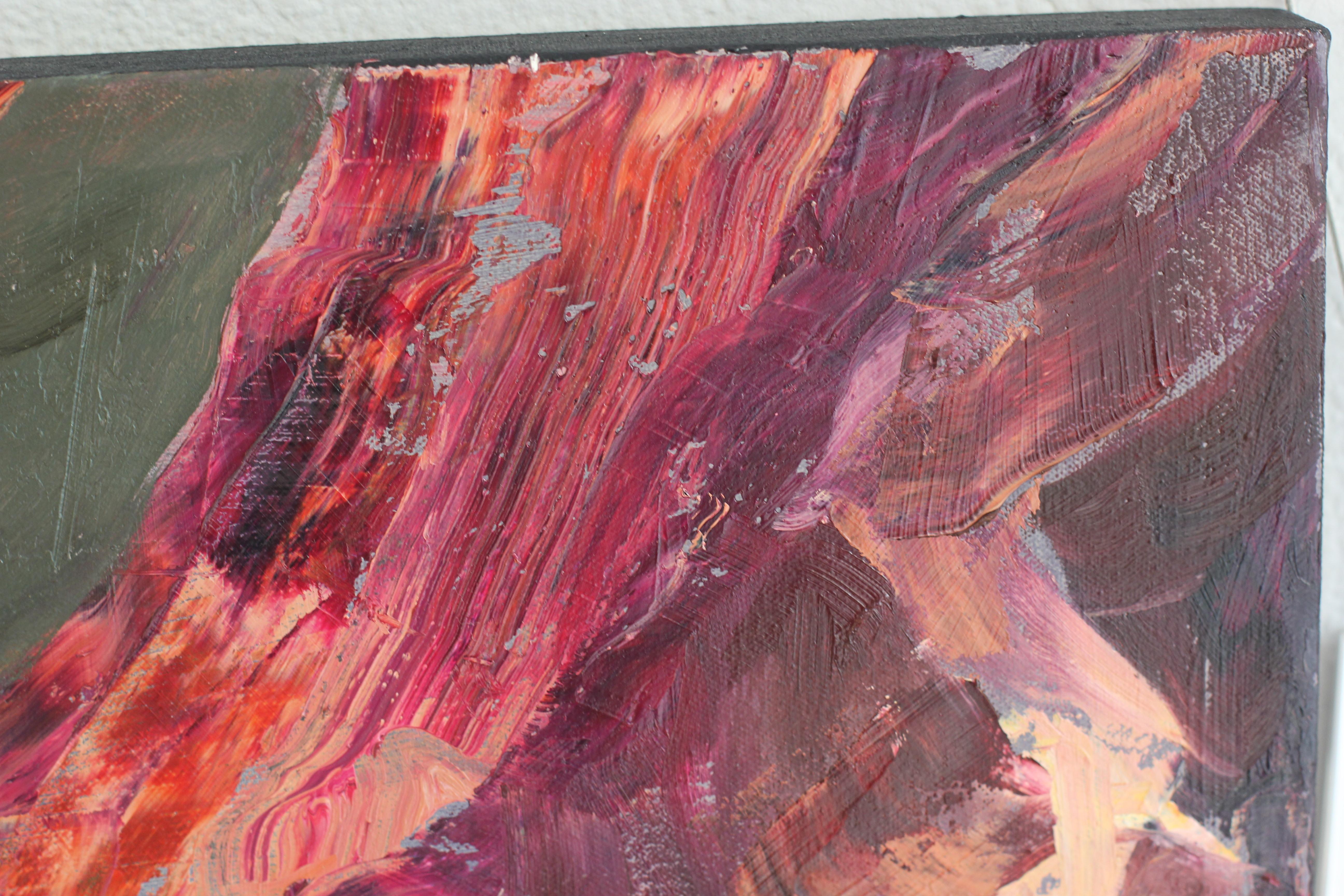 On the Jag of Burnt Pines - Gray Abstract Painting by Abigail McCallum