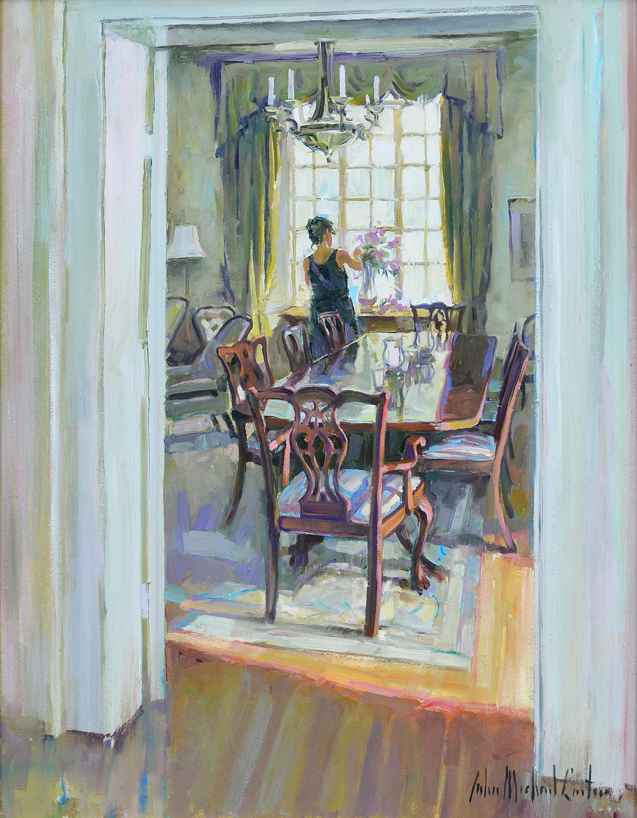 Dining Room at Listmore Manor - Painting by John Michael Carter