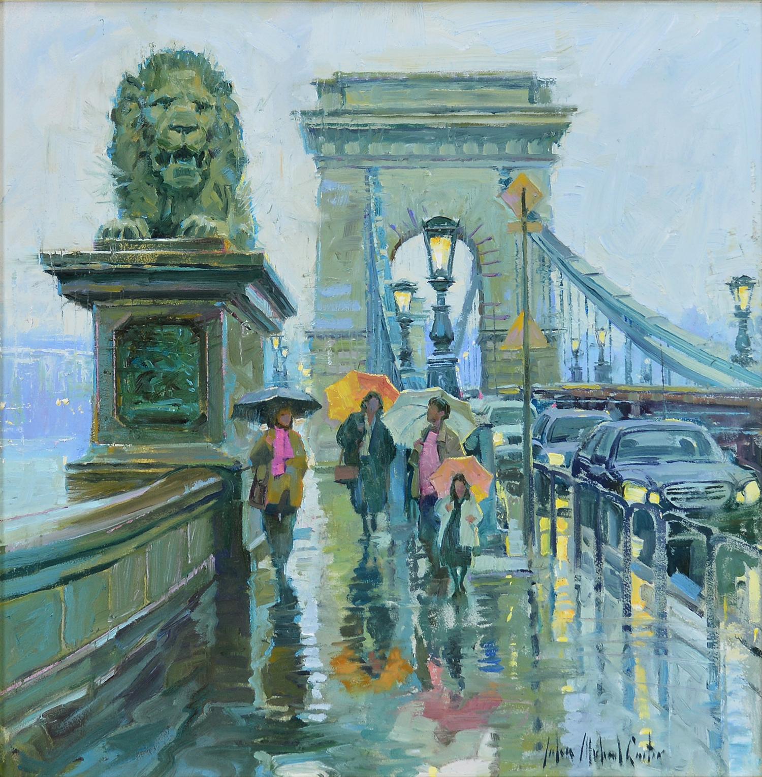 Evening at the Chain Bridge - Painting by John Michael Carter