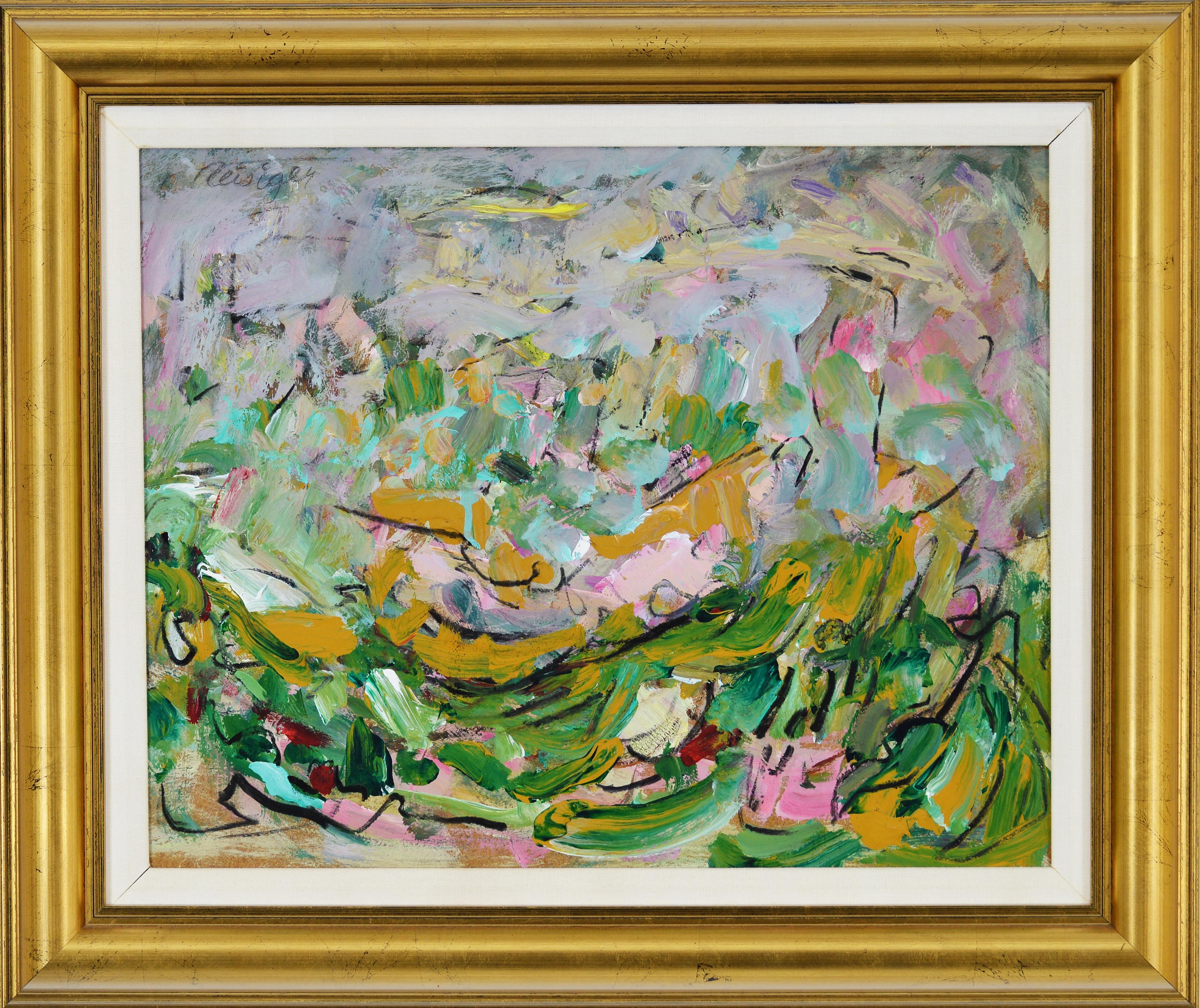 Spring is Green, Spring is Pink, #231, 1993 - Painting by Harry Reisiger