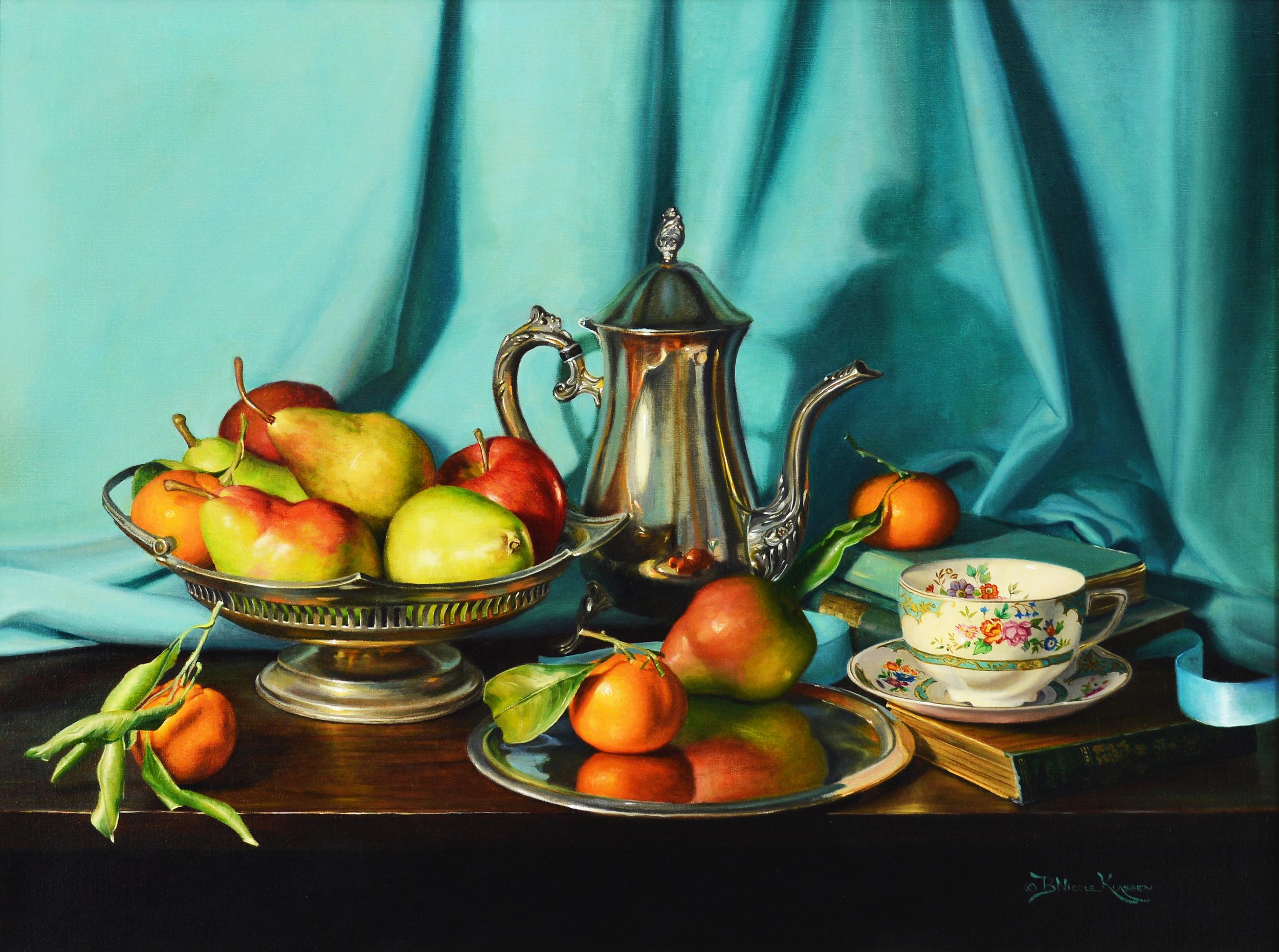 B. Nicole Klassen Still-Life Painting - Turquoise and Silver