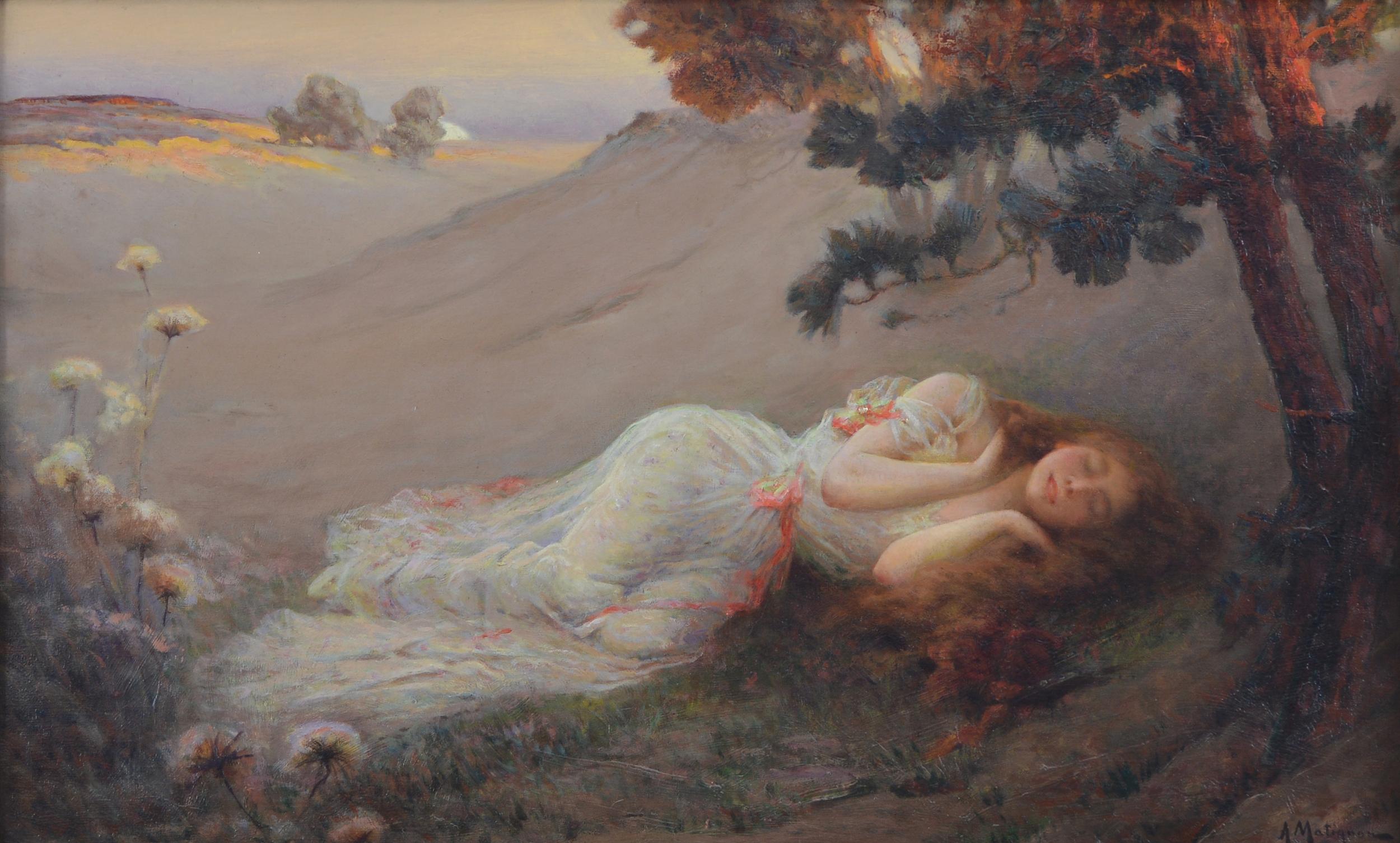 Eine schlafende Schönheit – Painting von Albert Matignon