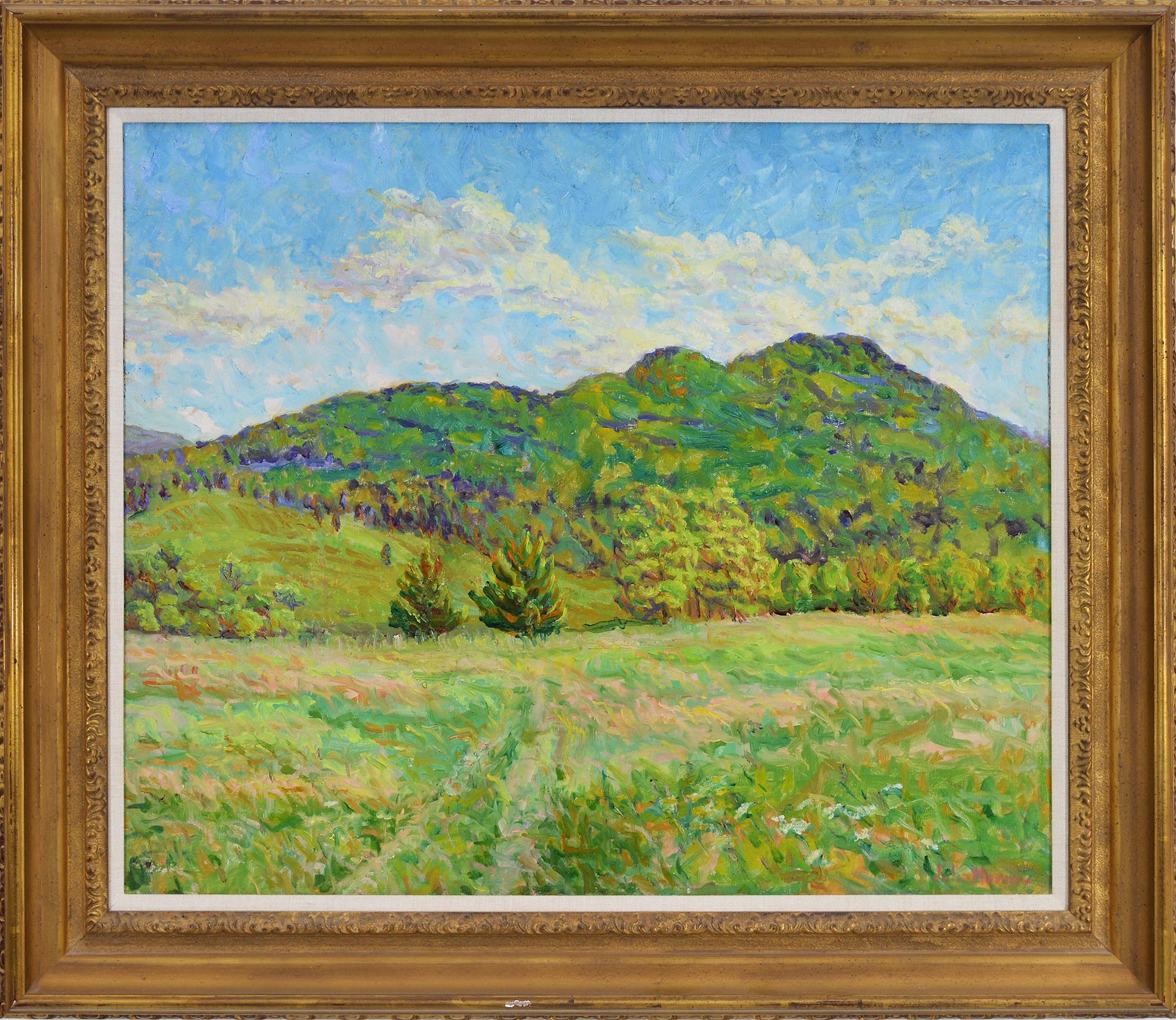 Across the Meadow to Green Peak - Painting by Julie Morrow DeForest 