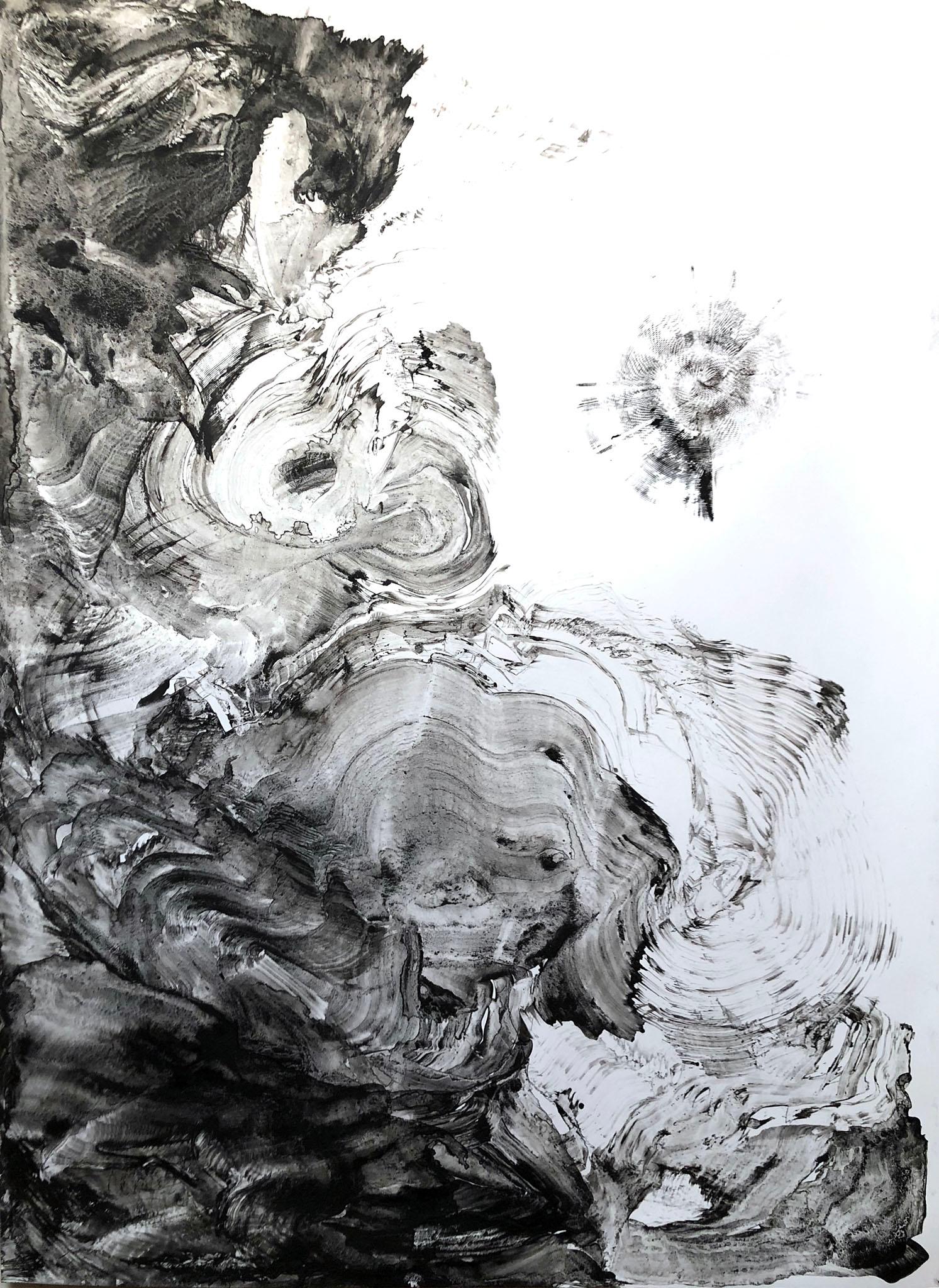 Volodymyr Zayichenko Landscape Art - Large black and white graphite work on paper IMAGINATION TRIP 60x80 byZayichenko
