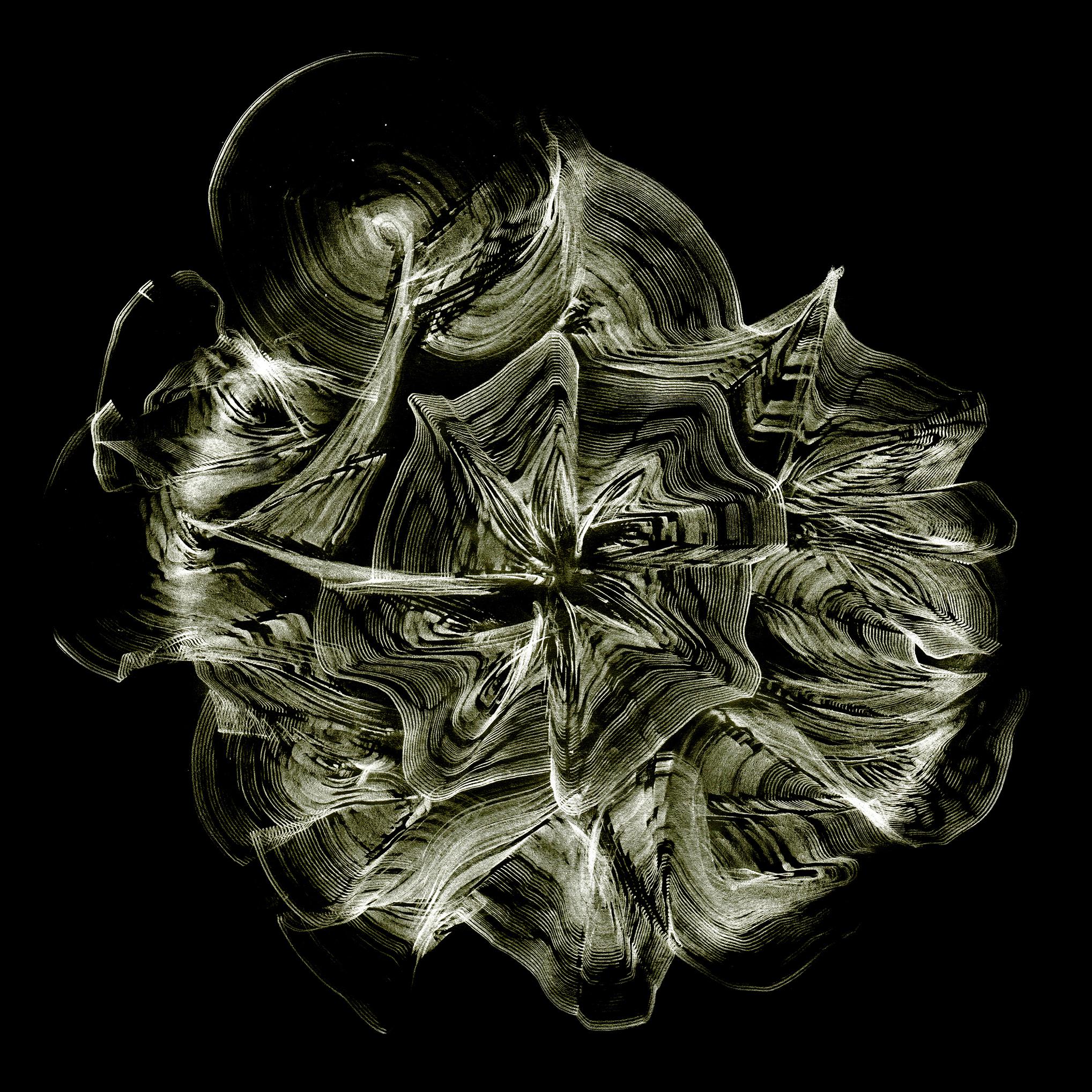 Volodymyr Zayichenko Abstract Drawing - Black and white digital print based on graphite drawing 125x125cm by Zayichenko