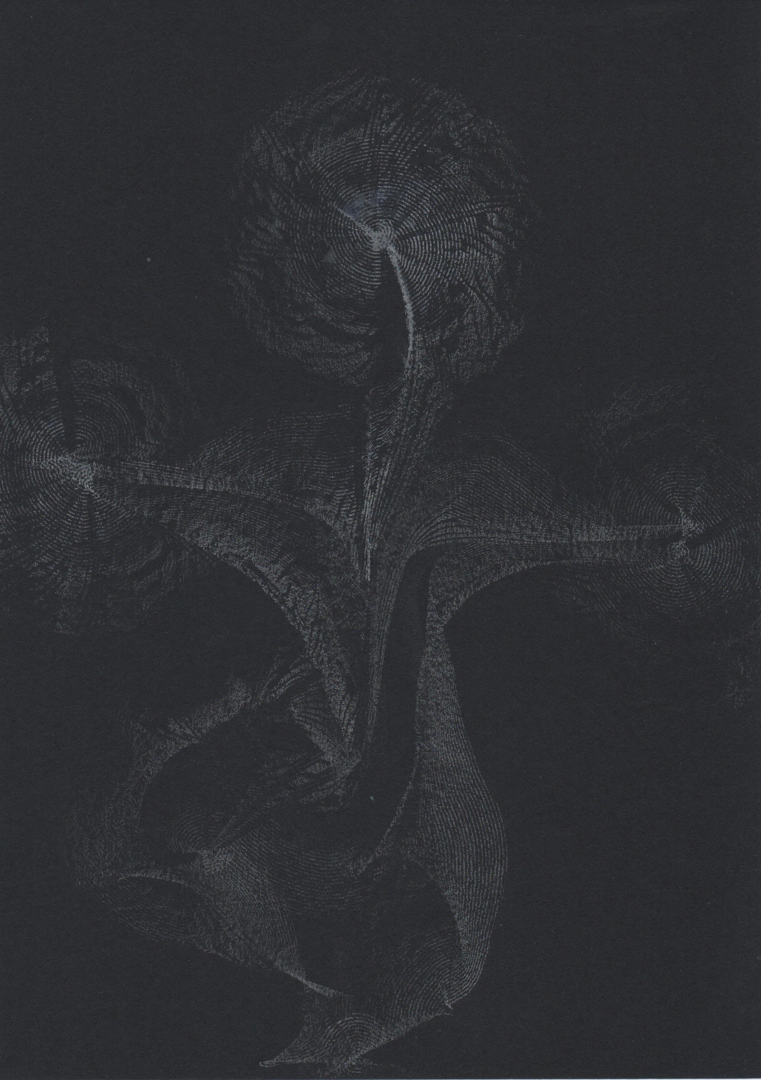 Volodymyr Zayichenko Portrait - Art on paper - Chelsea London UK - Drawing silver pencil on black paper A4