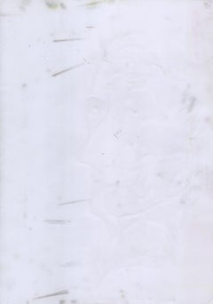 Abstract portrait drawing - paper, yellow red yellow painting oil pastel art