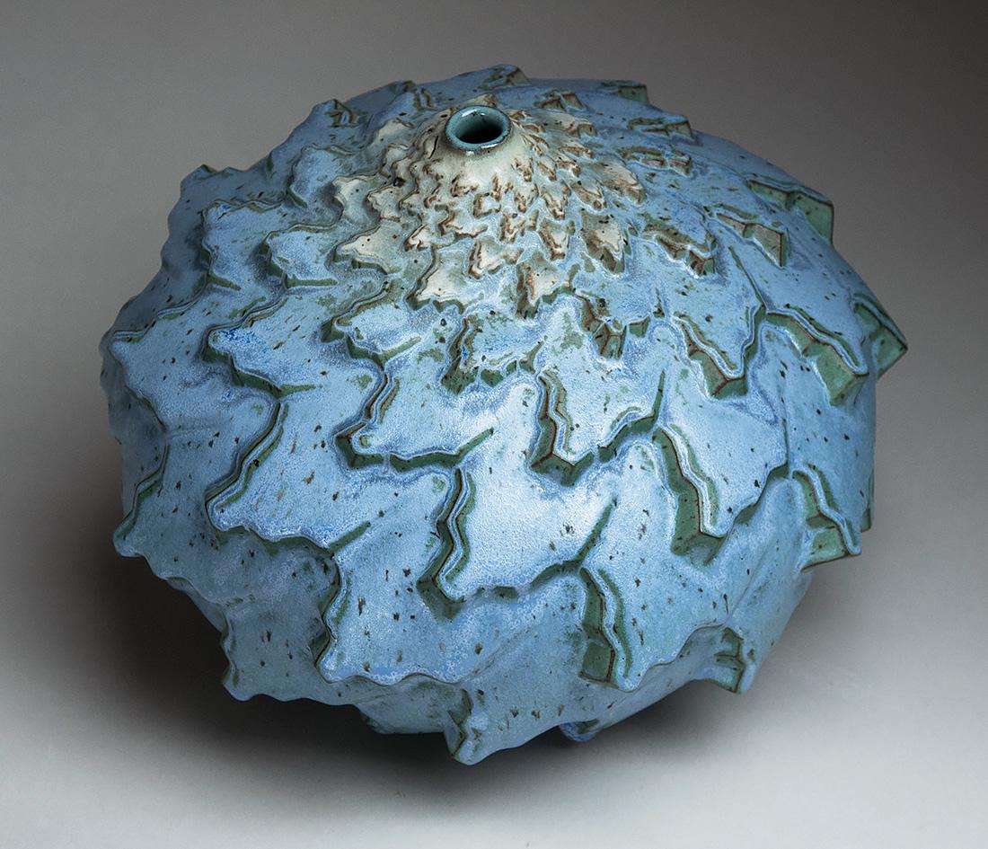 Judith Ernst Abstract Sculpture - "Rain Bands", Contemporary, Ceramic, Sculpture, Stoneware, Glaze, Geometric 