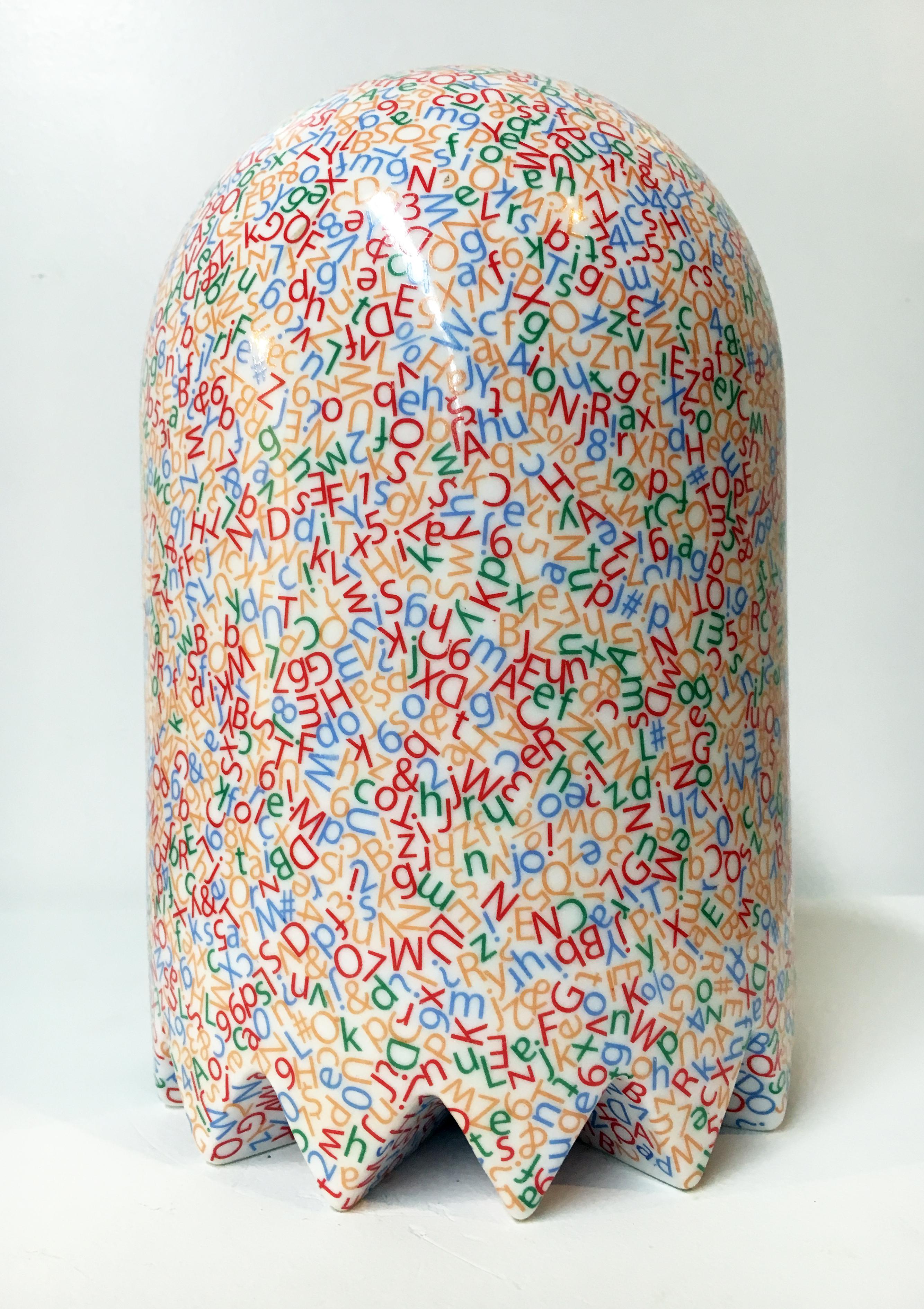 Contemporary Pop Culture Porcelain Sculpture with Colorful Decals, Ceramic