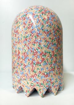 Contemporary Pop Culture Porcelain Sculpture with Colorful Decals, Ceramic