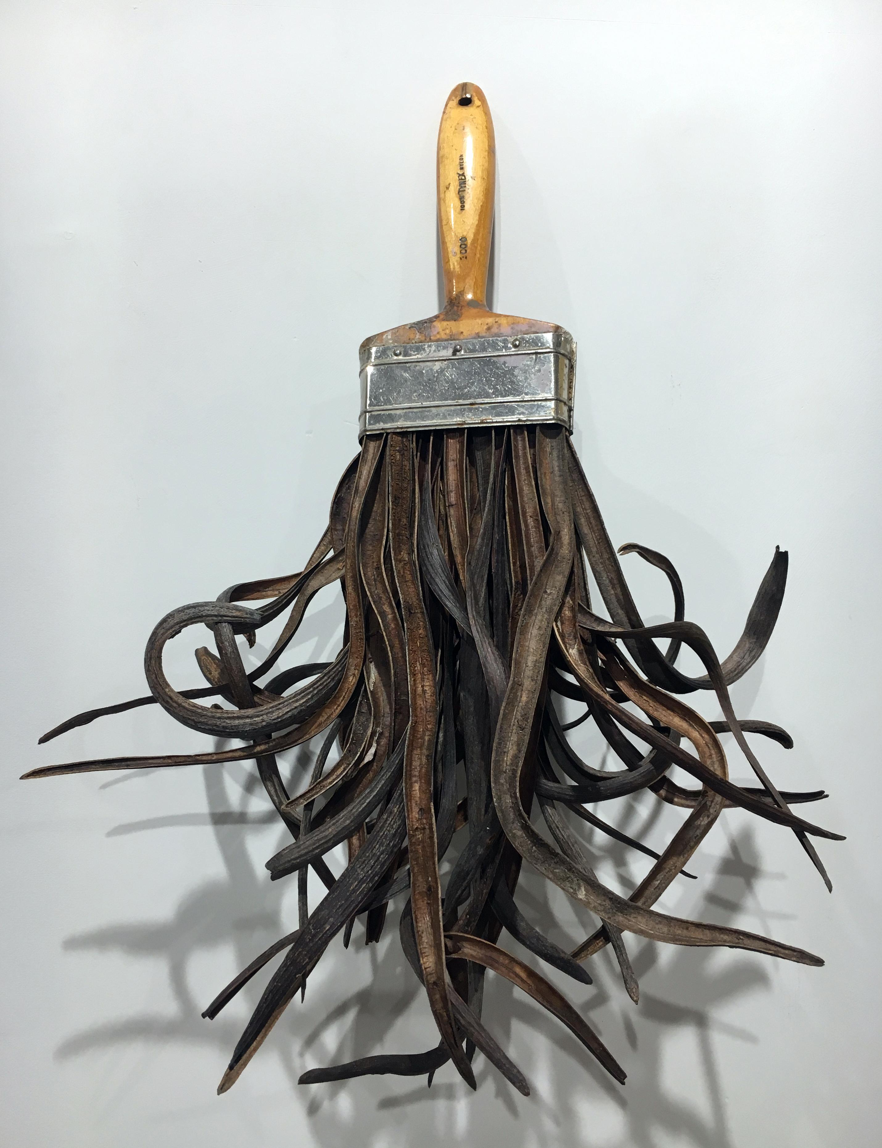 Catalpa Brush, Mixed Media Surrealist Sculpture with Wood, Metal, and Organic 1
