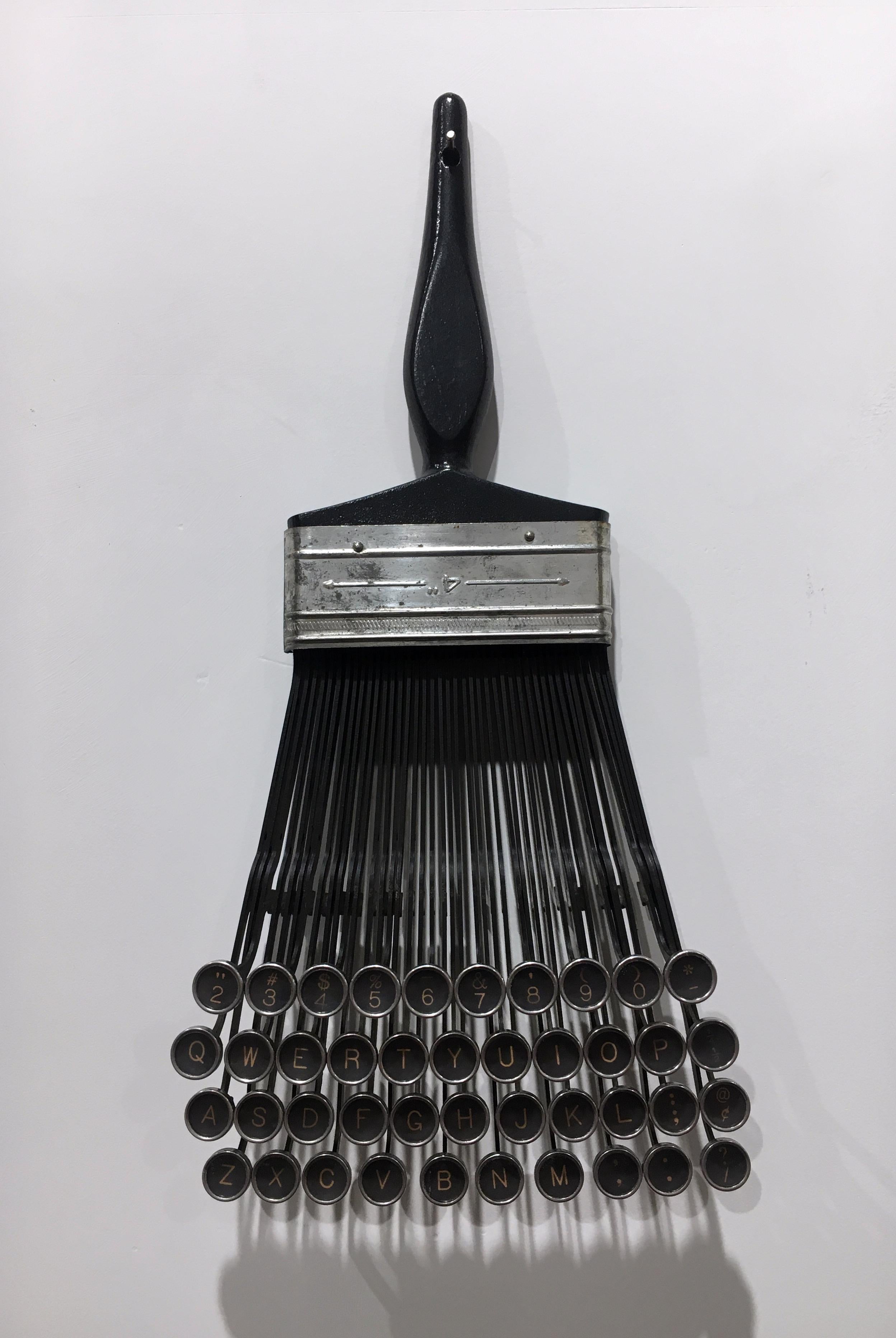Howard Jones Still-Life Sculpture - "Typewriter Brush", Contemporary Surrealist Mixed Media Sculpture, Metal, Wood