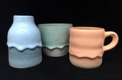 Set of Three Ceramic Vessels, Contemporary Design, Glaze and Stoneware