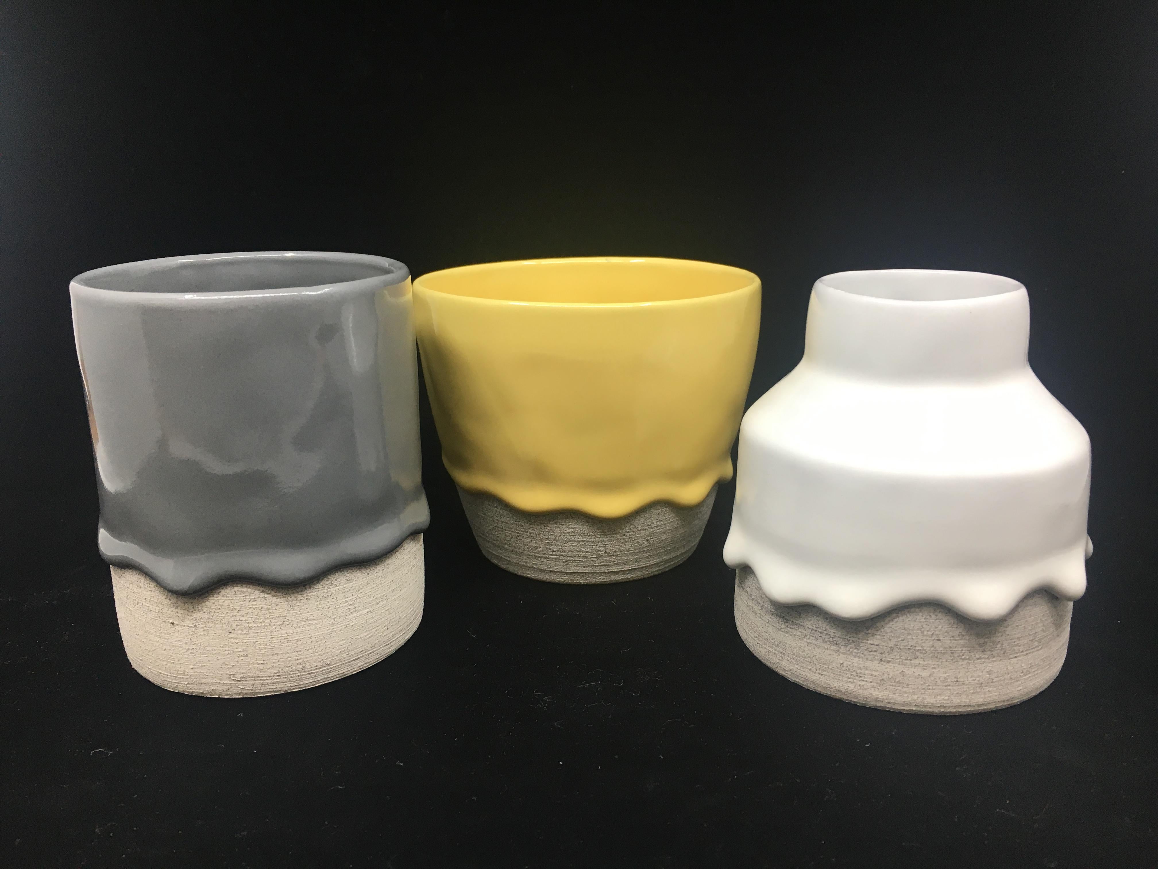 Brian Giniewski Abstract Sculpture - Set of Three Ceramic Vessels, Contemporary Design, Glaze and Stoneware