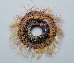 Contemporary Mixed Media Textile Sculpture with Linen and Semi Precious Stones