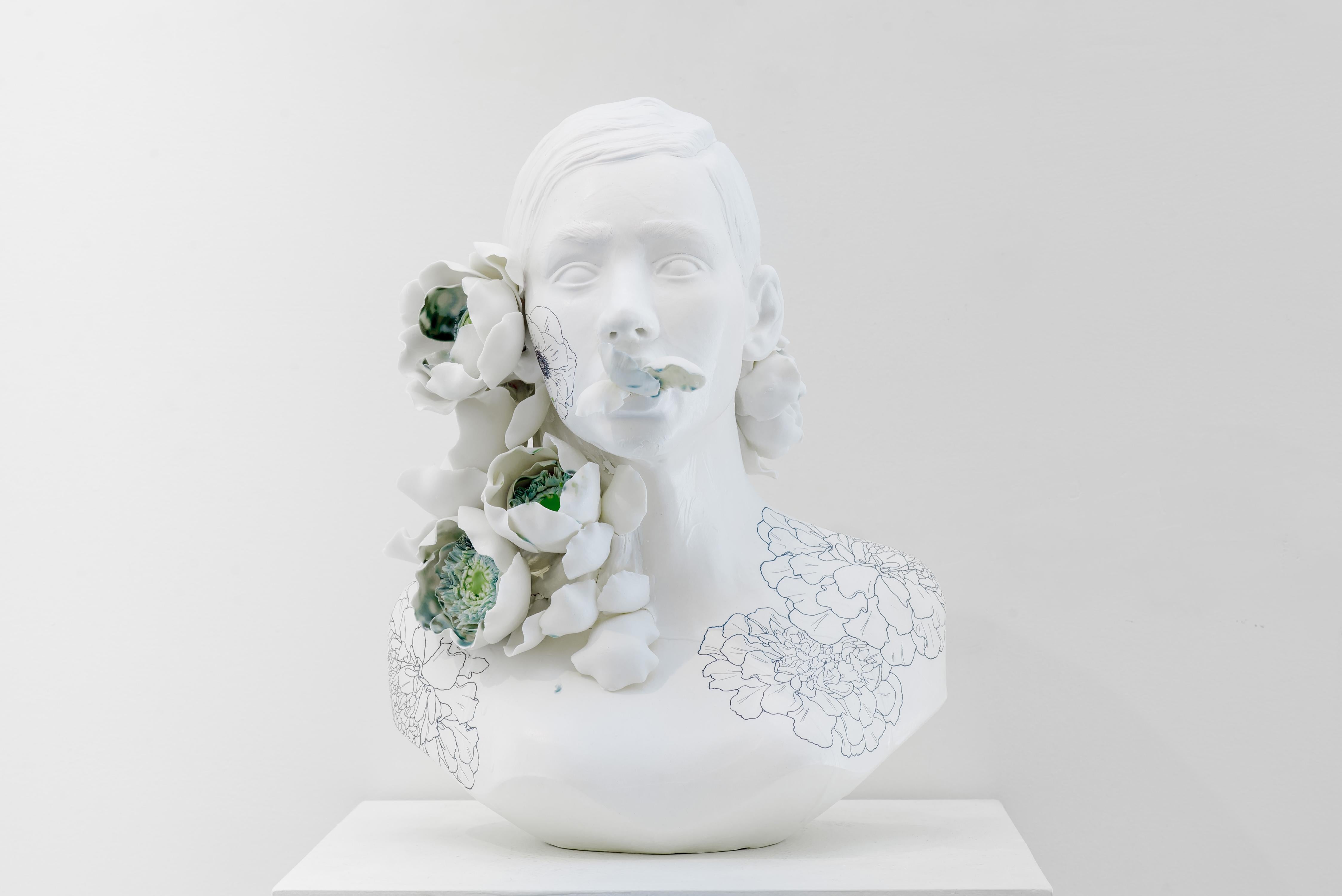Jess Riva Cooper Figurative Sculpture - "A Gathering of Bikkurim", Figurative, Ceramic, Sculpture, Porcelain, Paper Clay
