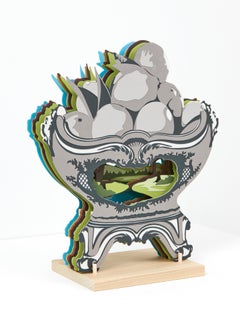 "Segmented Fruit Bowl with Landscape", Contemporary, Porcelain, Sculpture
