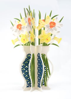 "Vase livre jonquille":: Contemporain:: Céramique:: Porcelaine:: Sculpture:: Slip coloré