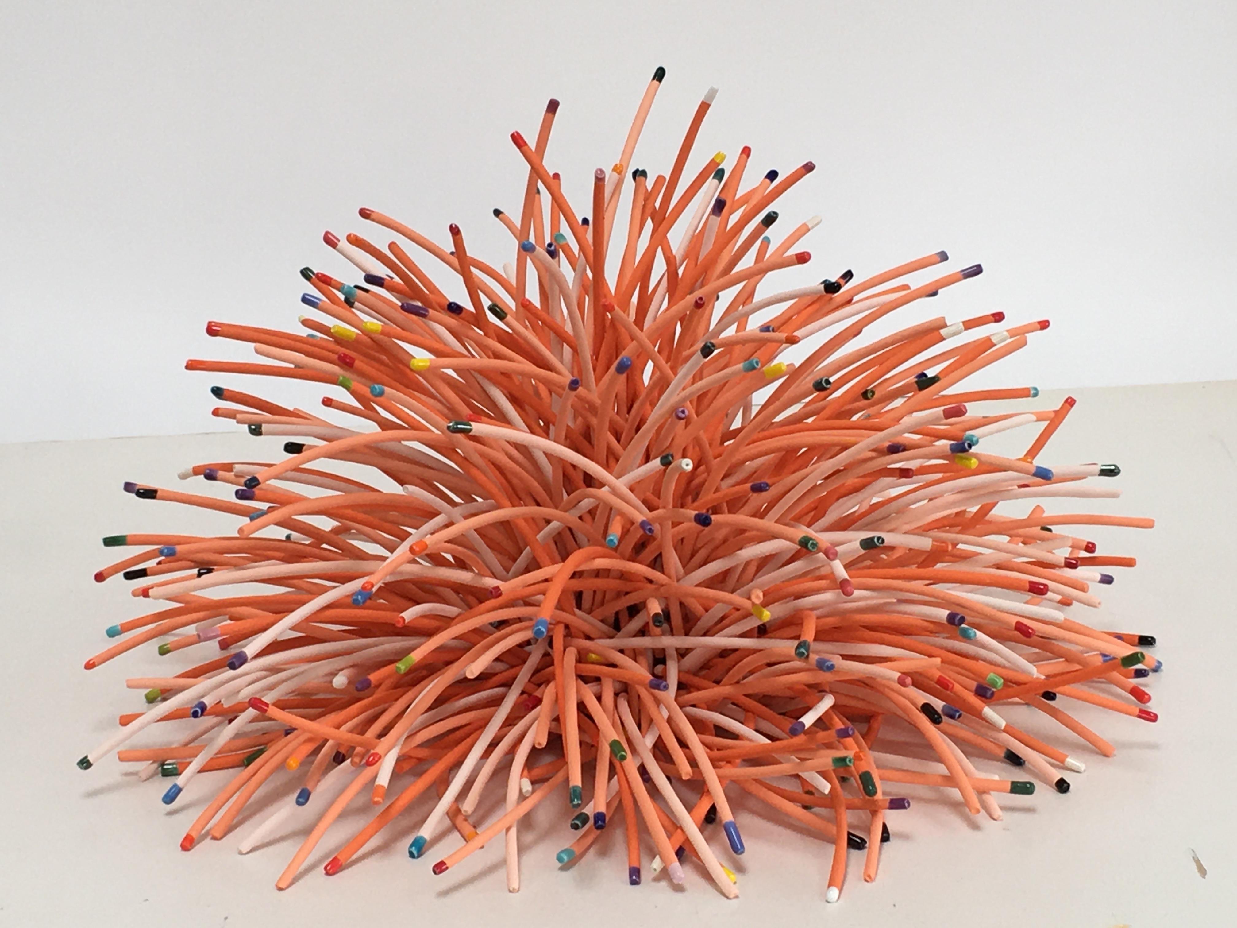 Bean Finneran Abstract Sculpture - "Orange Mound", Contemporary, Abstract, Ceramic, Sculpture, Porcelain Assemblage