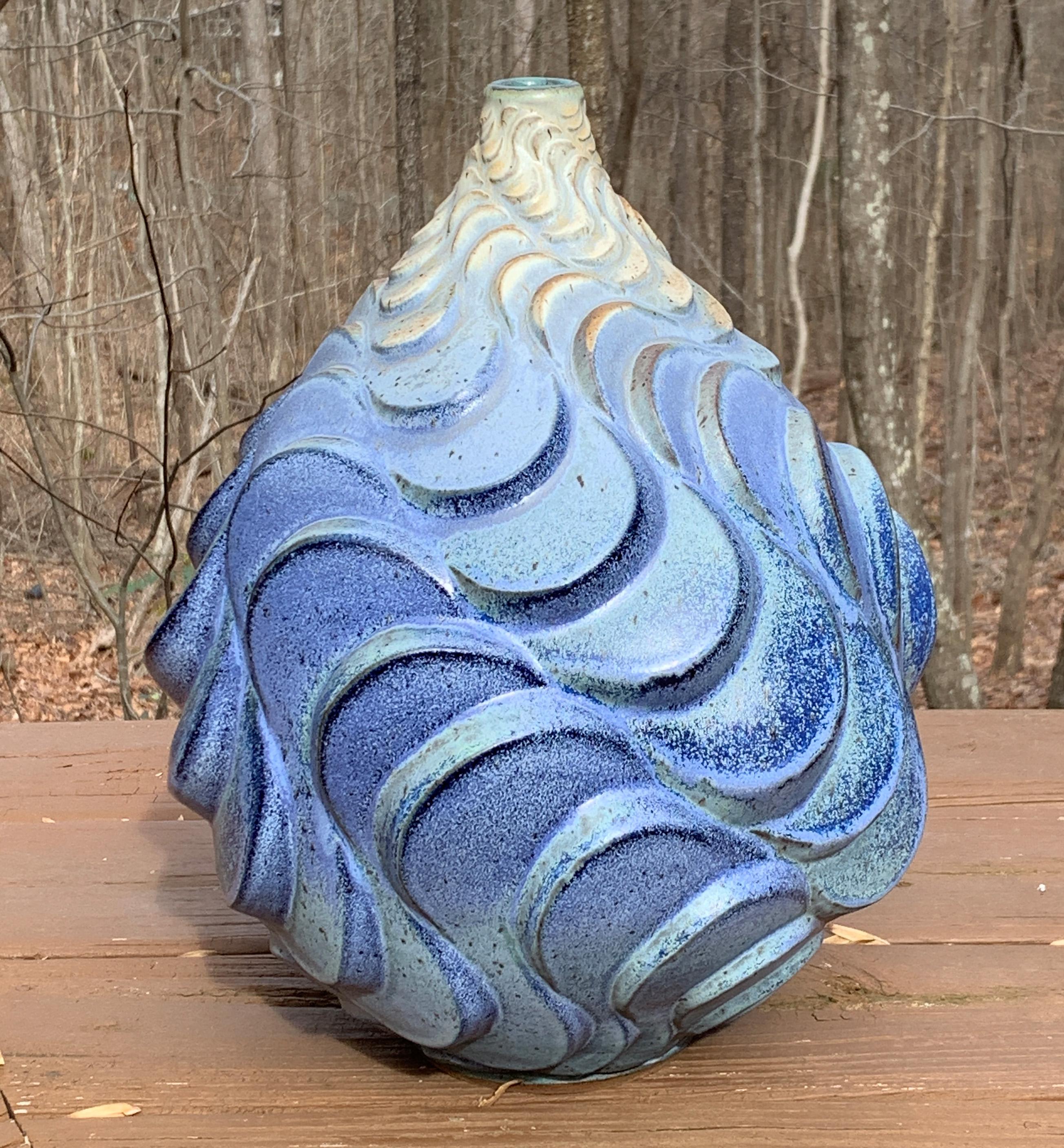 Judith Ernst Abstract Sculpture - "From the Depths", Contemporary, Ceramic, Sculpture, Geometric, Pattern, Glaze