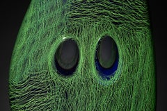 ""Blaugrüne Patchwork-Mussel", zeitgenössisch, geblasenes Glas, Skulptur, organisch