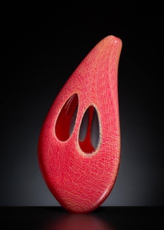 "Red Squiggle Mussel", Contemporary, Blown, Glass, Sculpture, Organic, Form
