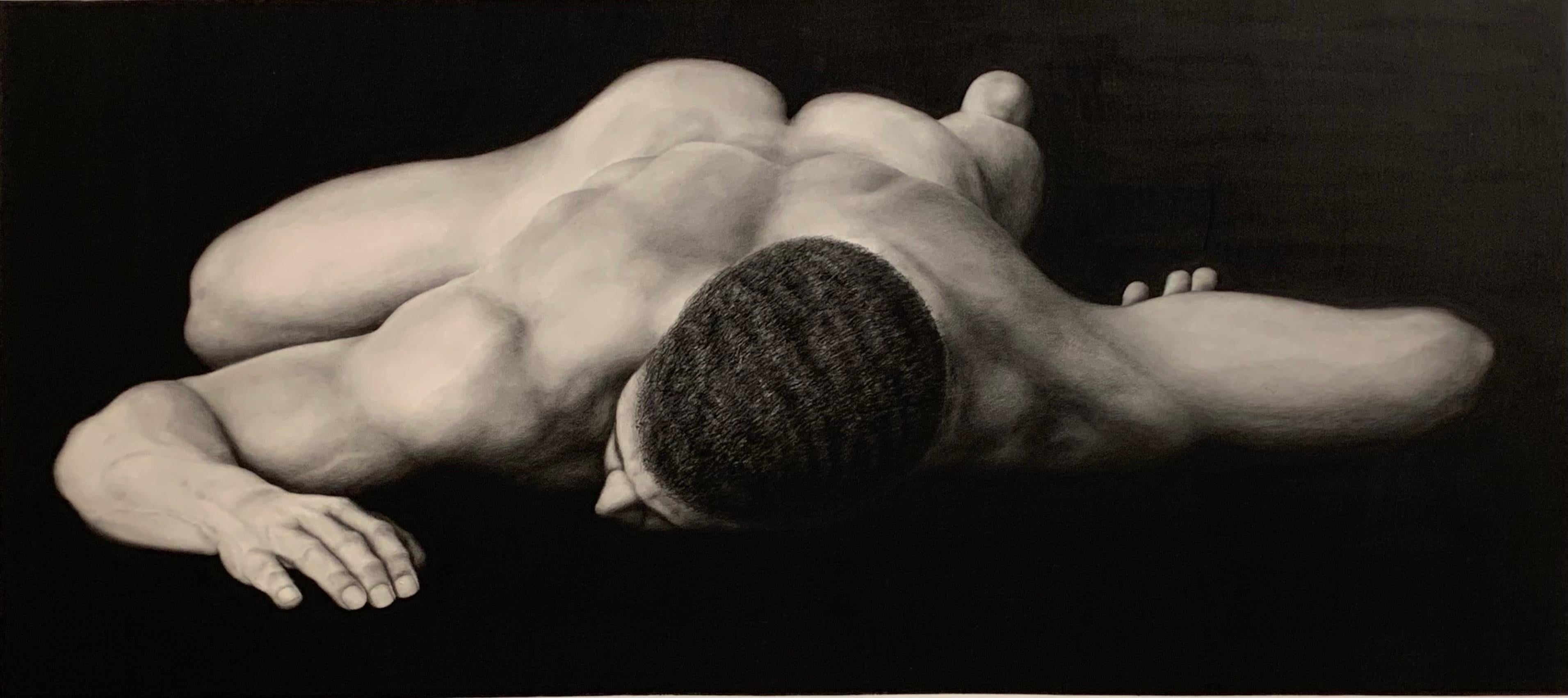 Joseph Piccillo Figurative Art - "Male Nude Drawing", Graphite, Paper, Unframed, Human Figure 