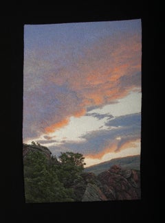 "Early Morning Foothills", Photorealistic, Embroidery, Framed, Nature, Thread