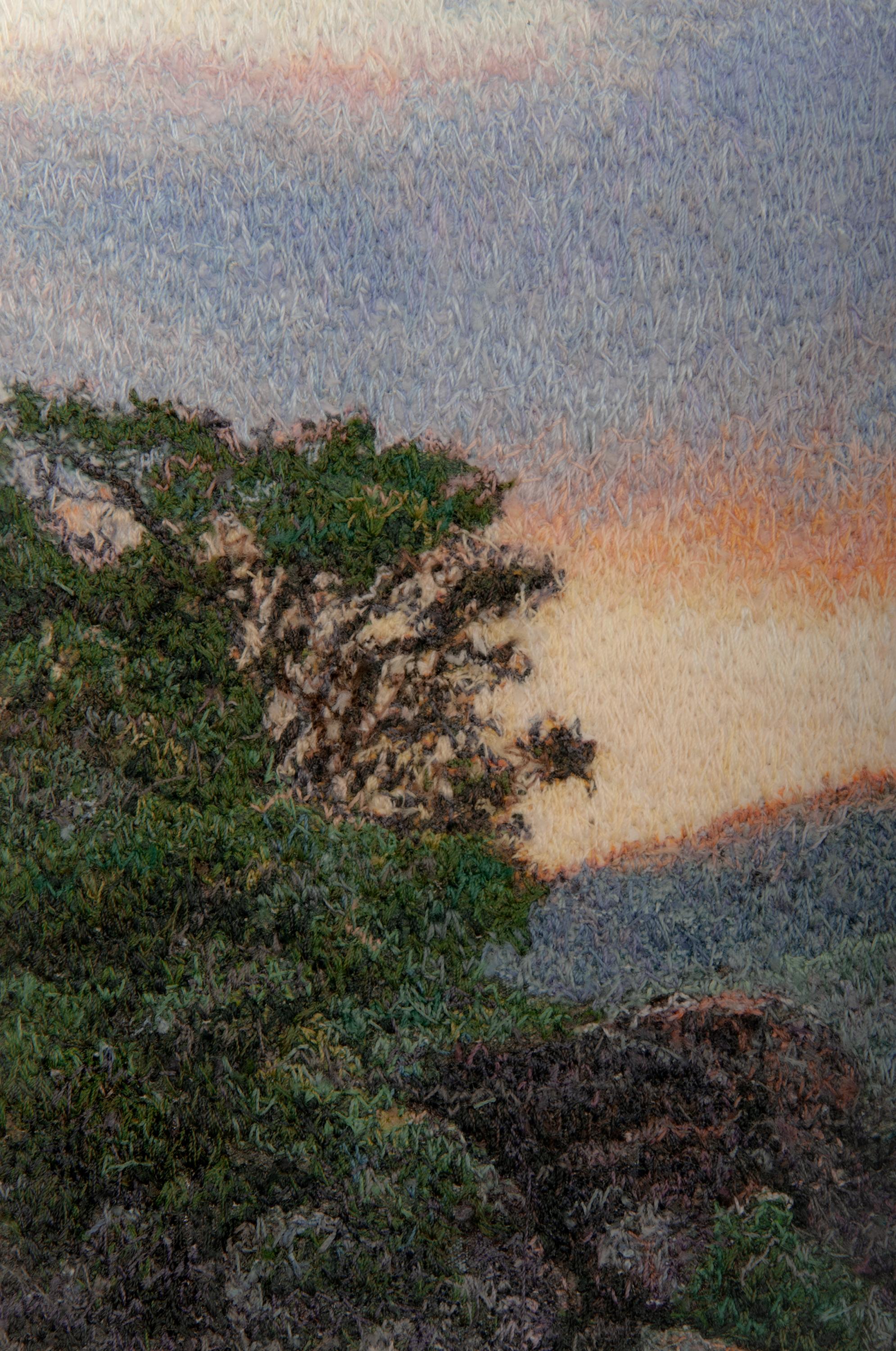 Early Morning Foothills by Carol Shinn, 2024, Photorealistic Embroidery, Thread For Sale 1