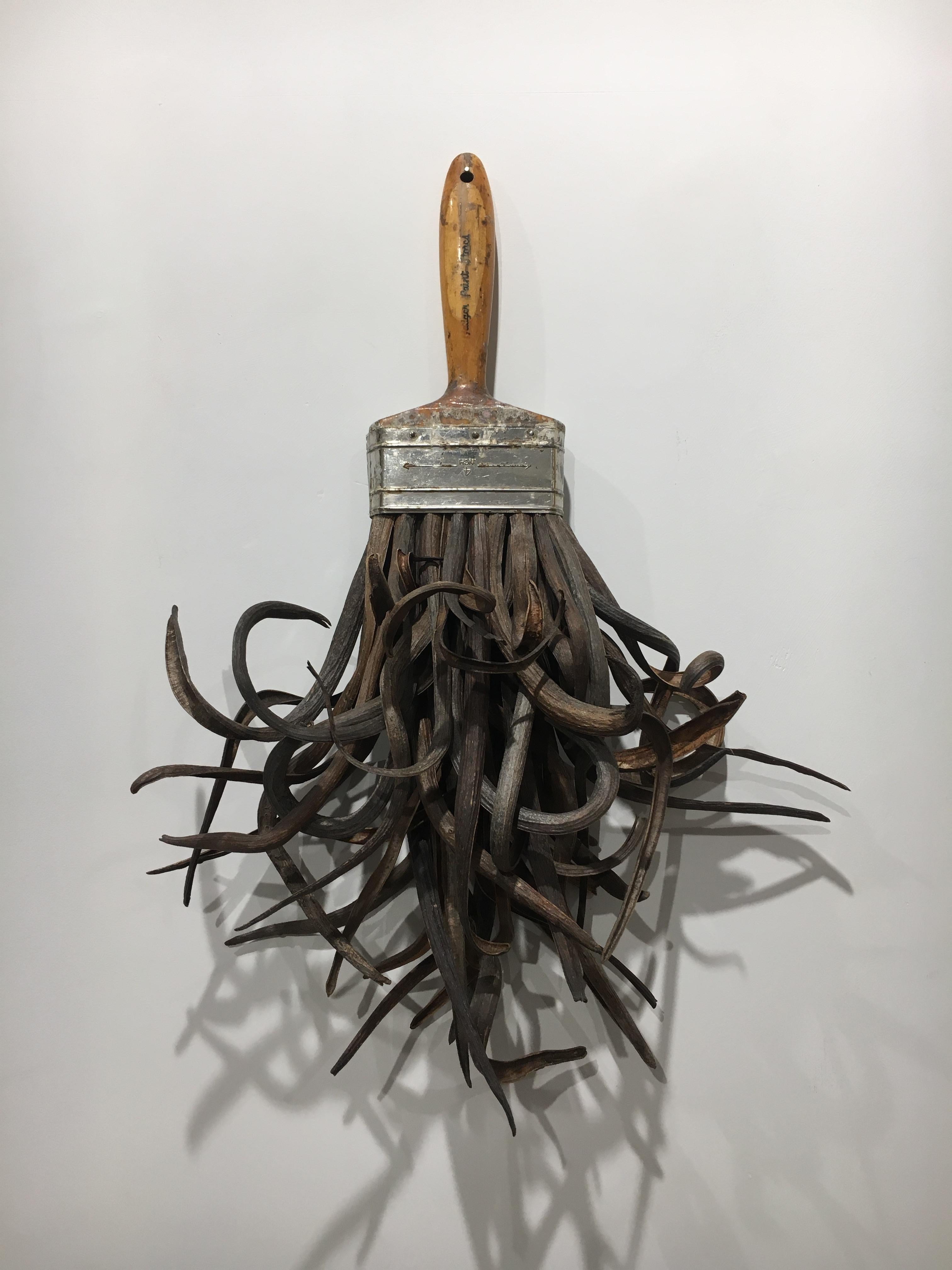 Howard Jones Still-Life Sculpture - Catalpa Brush, Mixed Media Surrealist Sculpture with Wood, Metal, and Organic