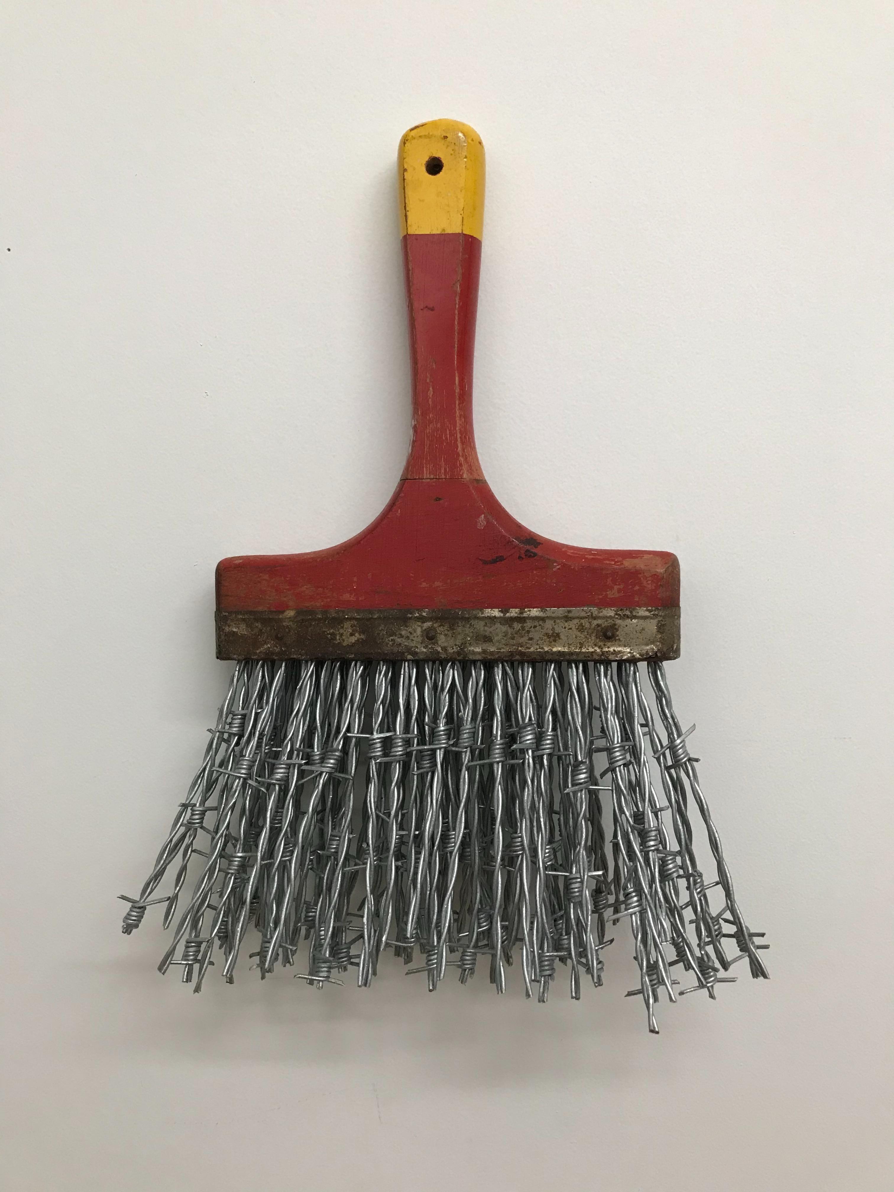 "Barbed Wire Brush", Contemporary, Mixed Media, Sculpture, Found Objects - Mixed Media Art by Howard Jones