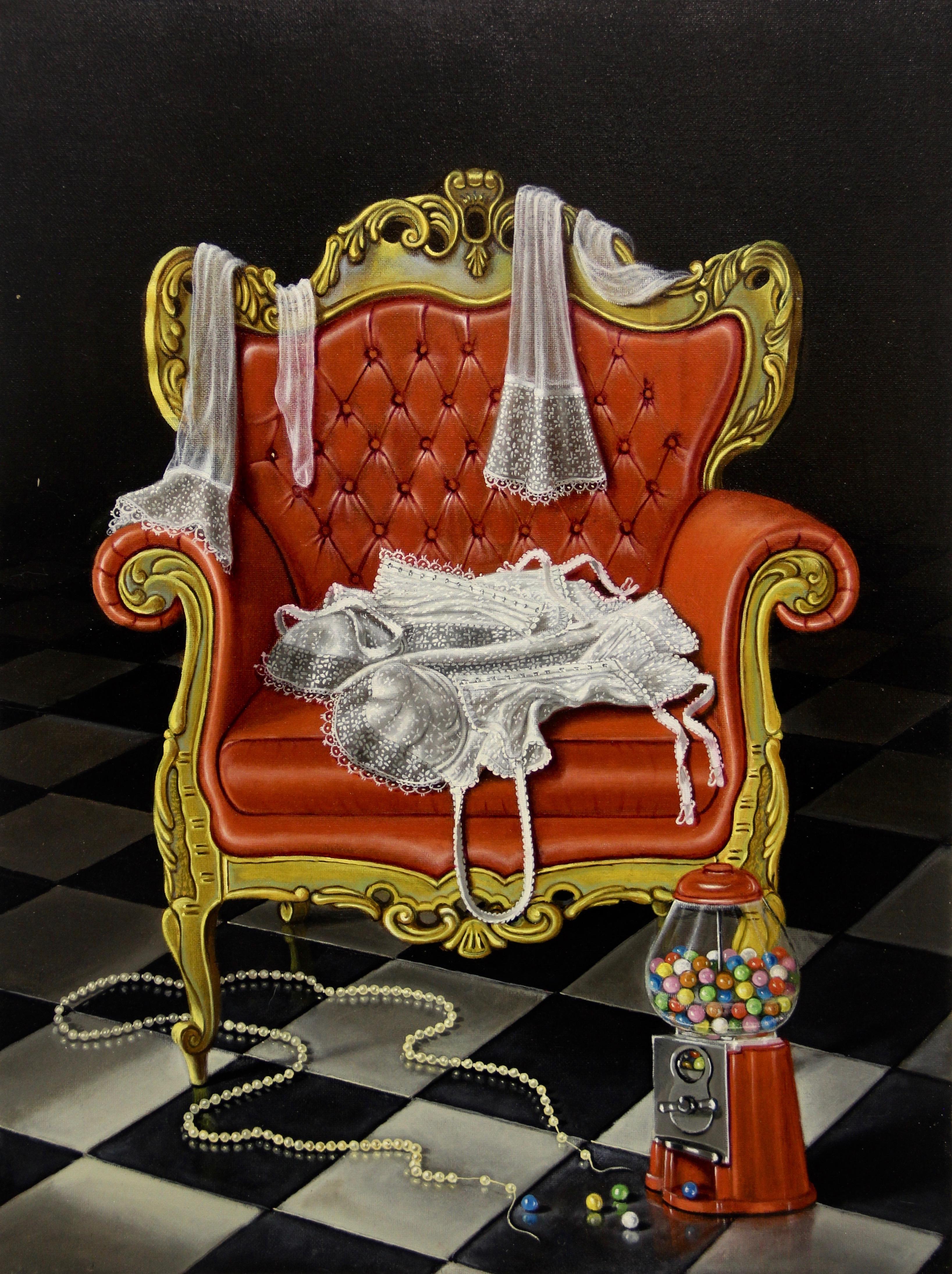 Sabrina Garzelli Figurative Painting - Untitled (Red Throne)