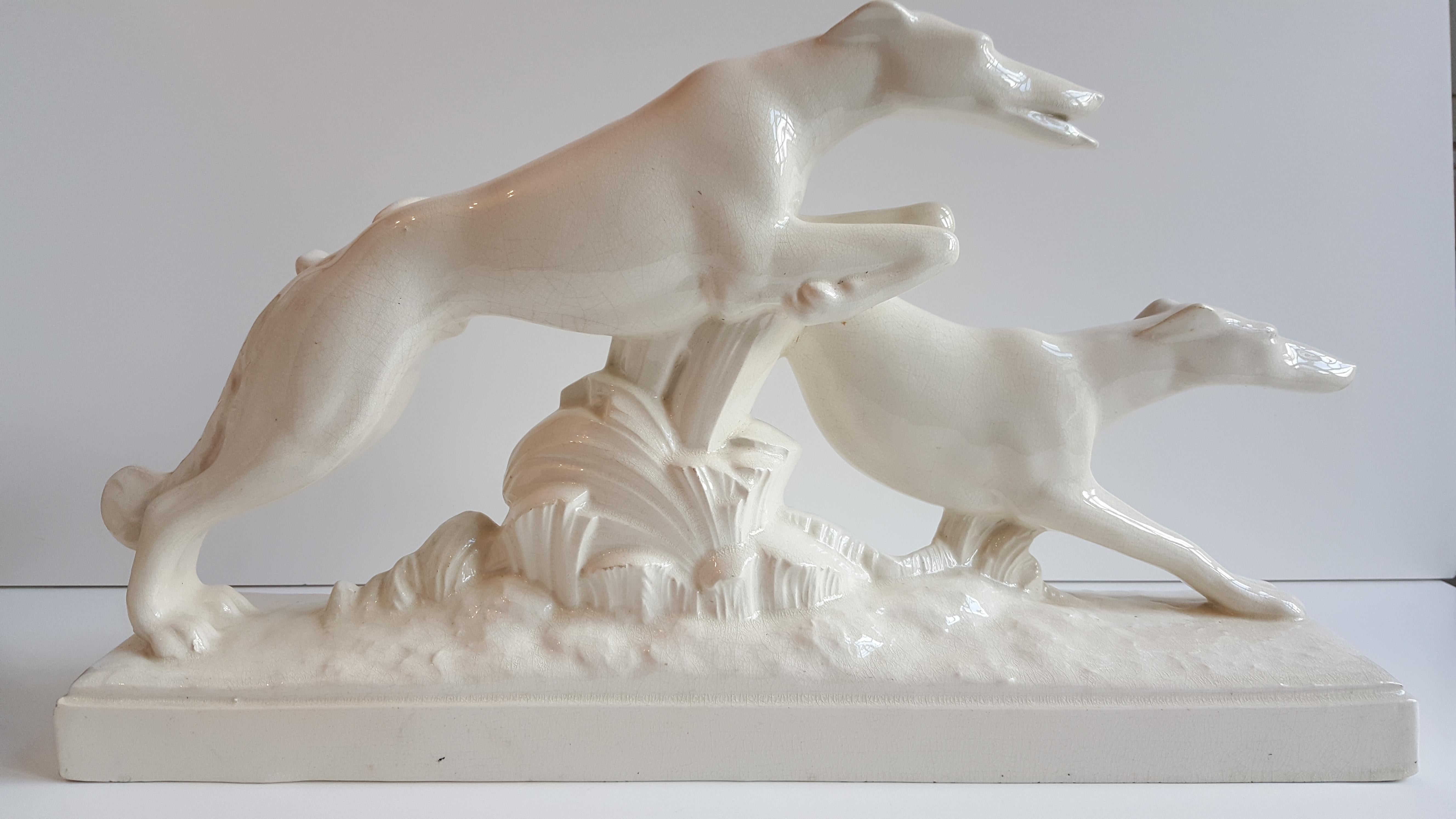 LEMANCEAU Charles Figurative Sculpture - Greyhounds