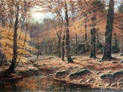 A Woodland Stream - John A. Trench - Pre-Raphaelite - Oil Painting - 19 Century