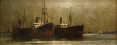 Antique Steam Ships in the Harbour - George Dixon (British/Australian 1800s-1900s)