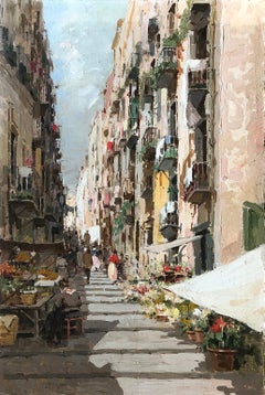 A Naples Street - Gustavo Pisani (Italian 1877-1948)